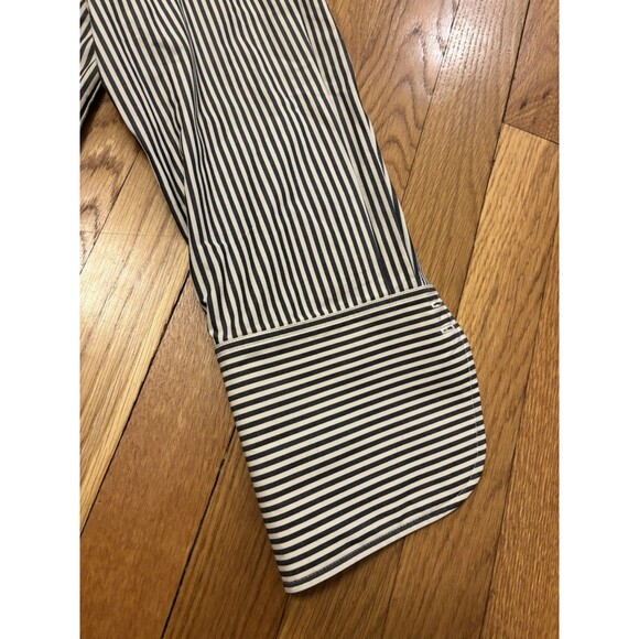 Tory Burch Cotton Poplin Button Up Blouse Shirt Striped Navy Blue White Size 16 - Picture 3 of 8